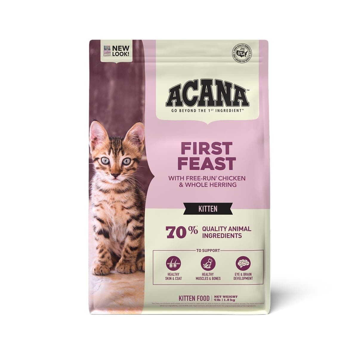 Alimento seco para gatitos First Feast, pollo y arenque, 1,8 kg