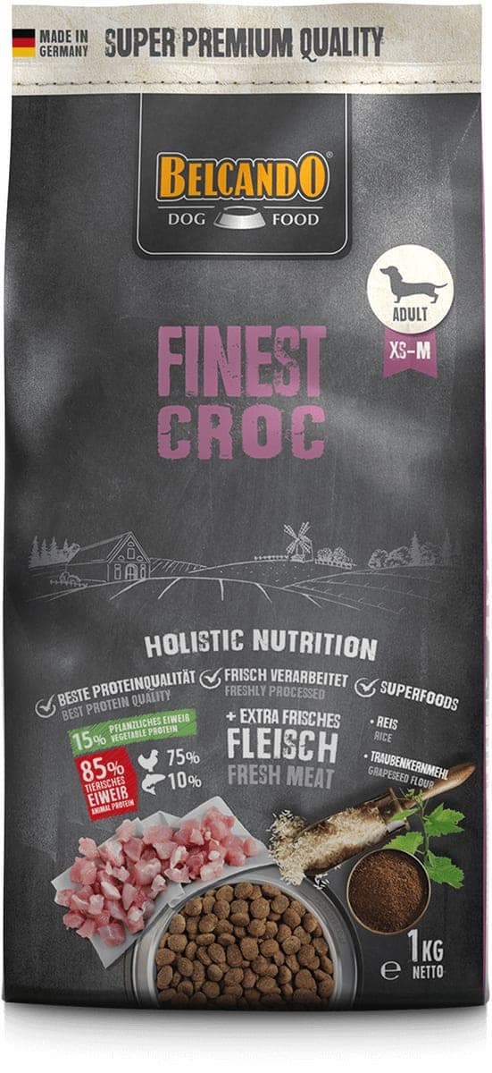 Alimento seco Finest Croc para perros adultos pequeños y medianos, ave y pato, 1 kg