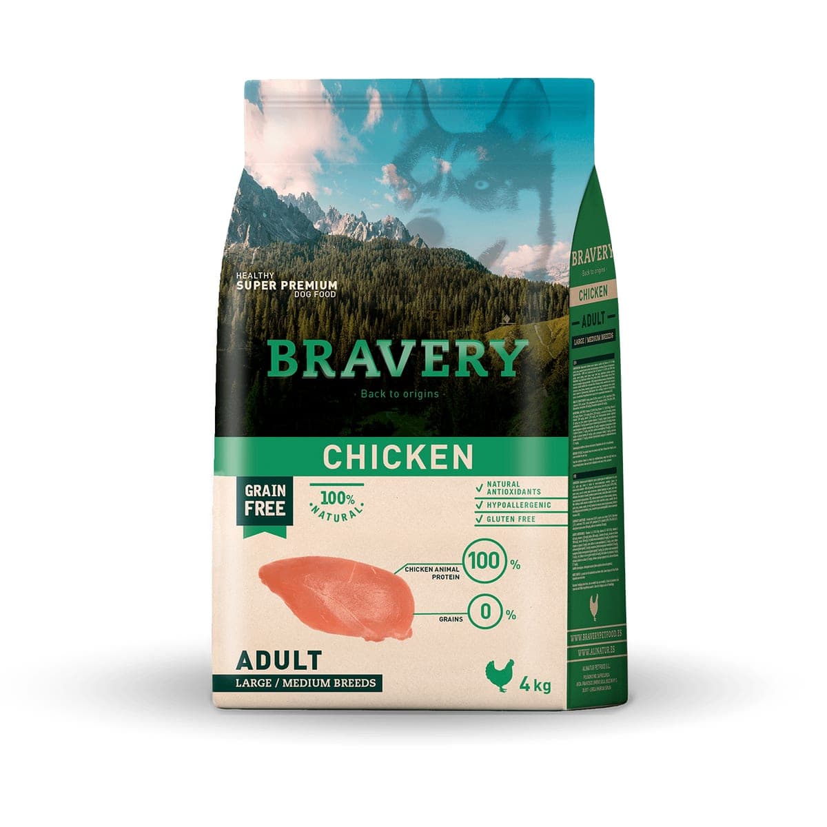 Alimento seco de pollo para perros adultos medianos y grandes, 4 kg