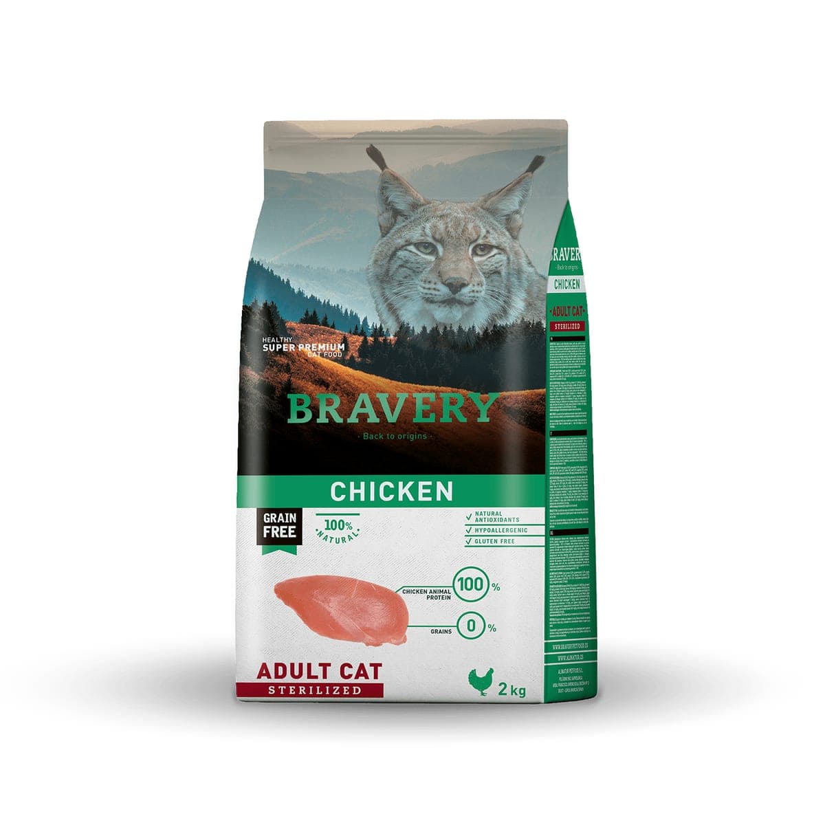 Alimento seco de pollo sin cereales para gatos adultos esterilizados, 2 kg