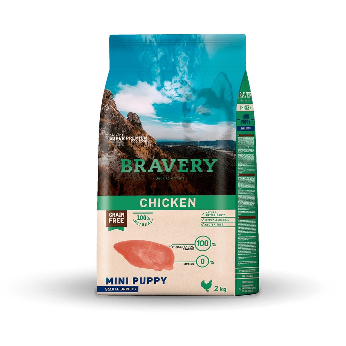 Alimento seco de pollo para cachorros de razas pequeñas, 2 kg