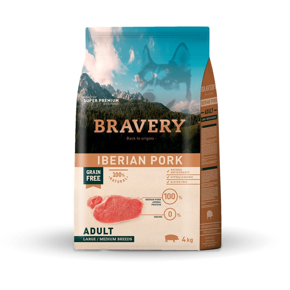 Alimento seco de cerdo ibérico para perros adultos medianos y grandes, 4 kg
