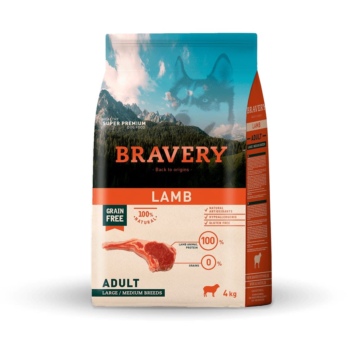 Alimento seco de cordero para perros adultos medianos y grandes, 4 kg