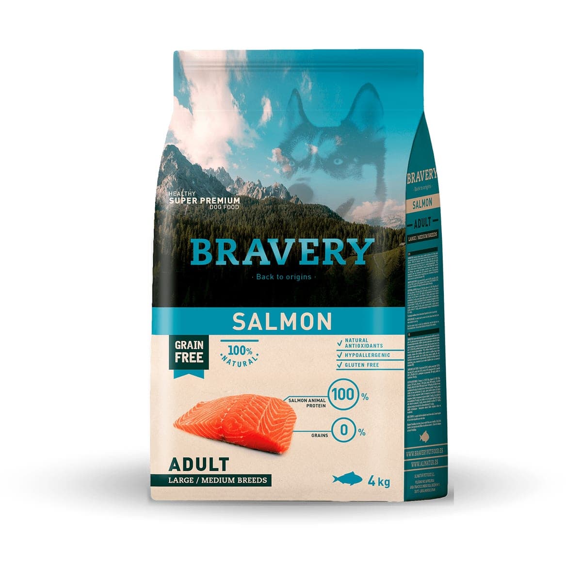 Alimento seco de salmón para perros adultos medianos y grandes, 4 kg
