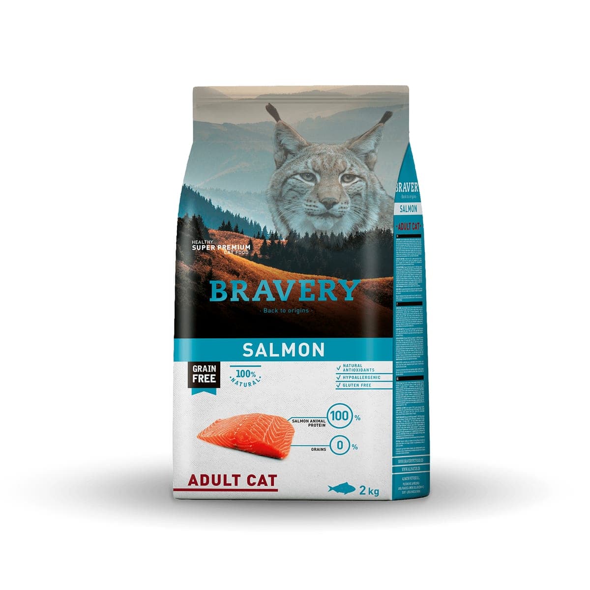 Alimento seco de salmón sin cereales para gatos adultos, 2 kg