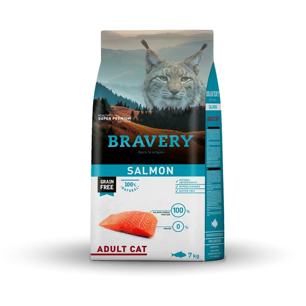 Alimento seco de salmón sin cereales para gatos adultos, 7 kg