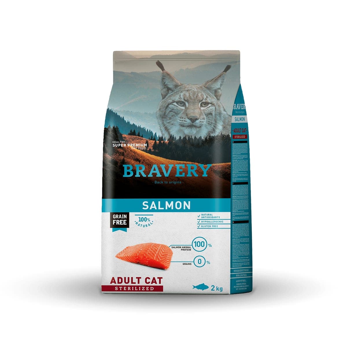 Alimento seco de salmón sin cereales para gatos adultos esterilizados, 2 kg