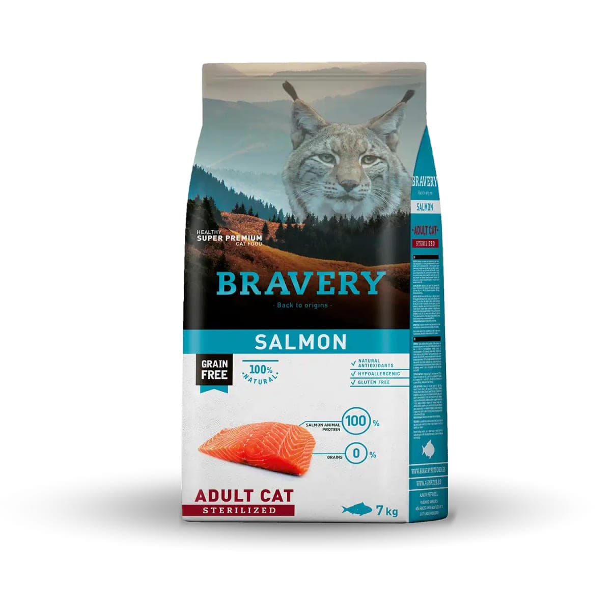 Alimento seco de salmón sin cereales para gatos adultos esterilizados, 7 kg