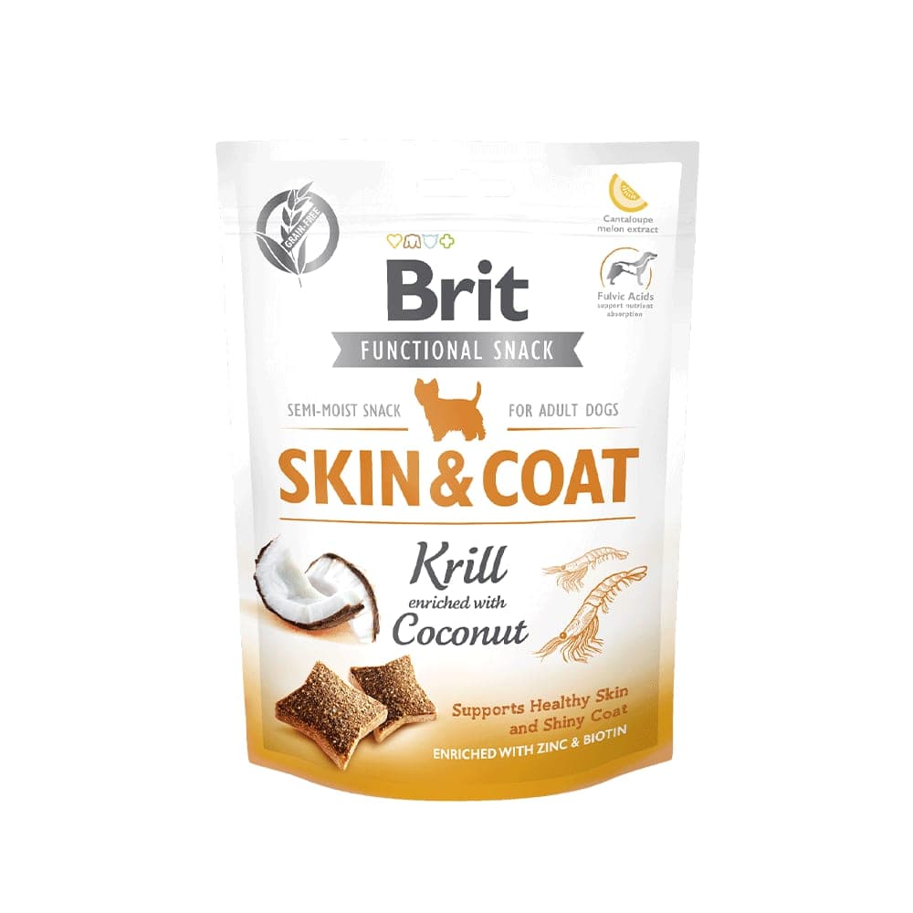 Snack semihúmedo Functional Skin & Coat para perros adultos, krill con coco, 150 g