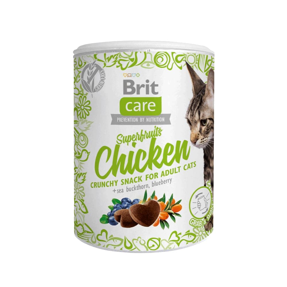 Snack crujiente Superfruits de pollo para gato adulto, 100 g