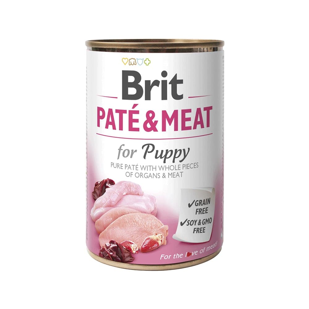 Alimento húmedo en lata Paté & Meat para cachorros, pollo y pavo, 400 g