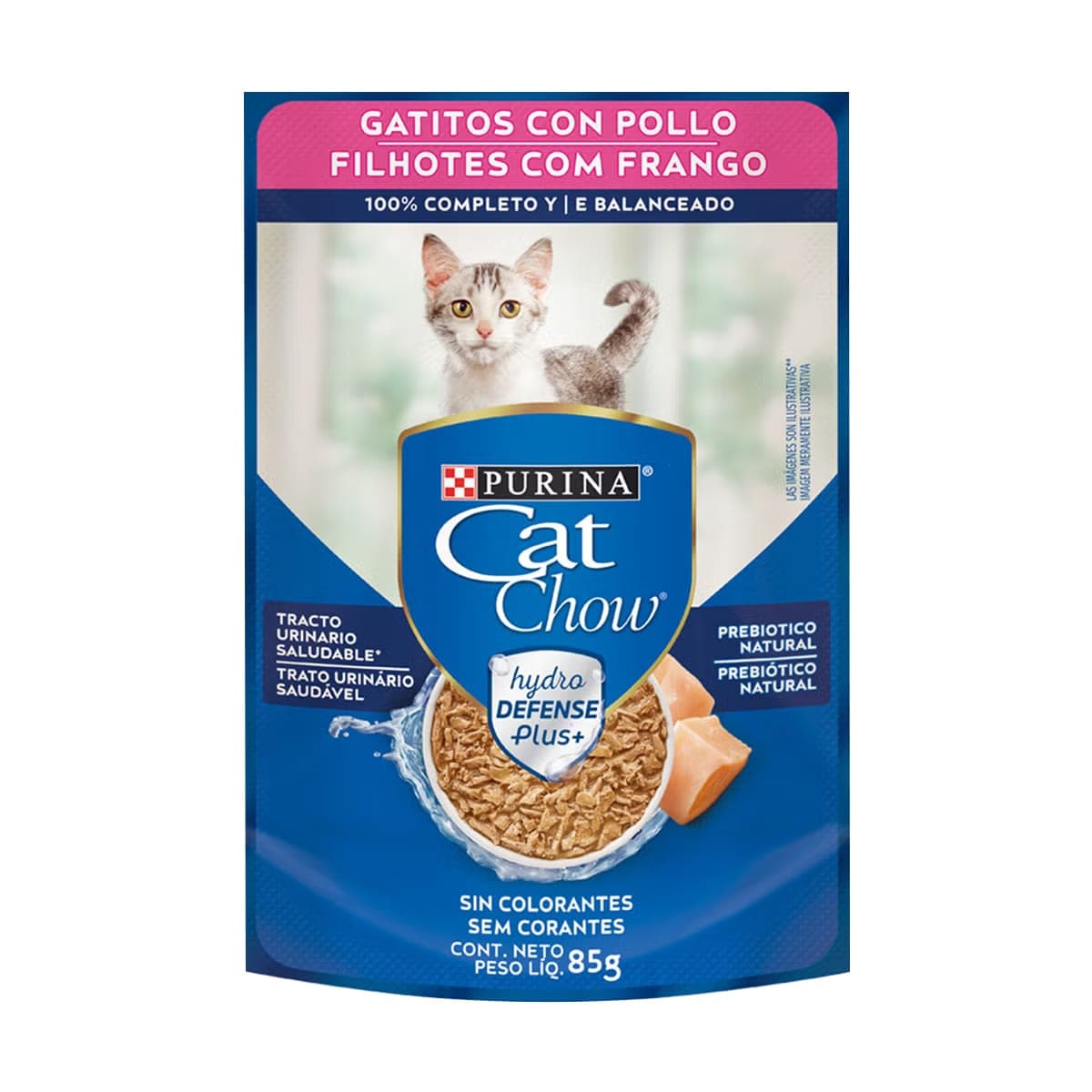 Alimento húmedo para gatitos con pollo, sobre de 85 g