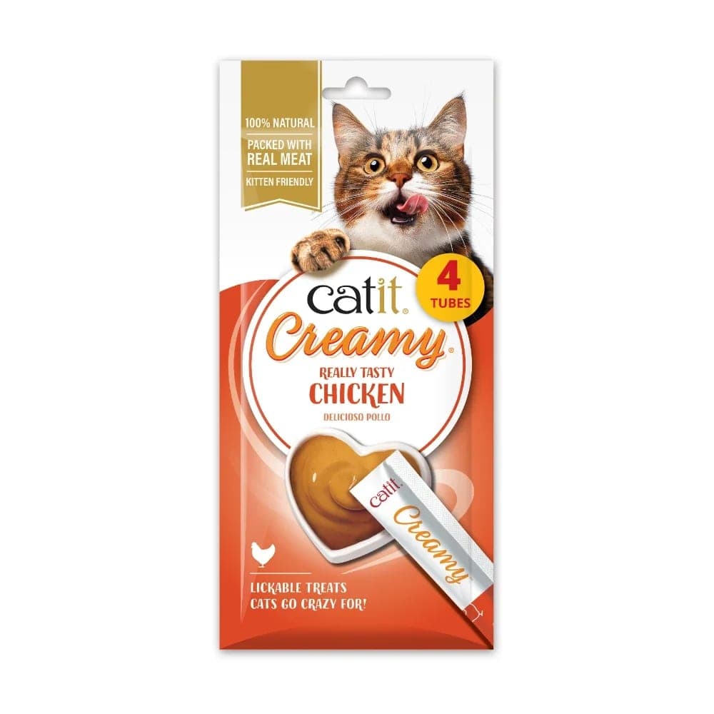 Snack cremoso Catit Creamy de pollo, 4 tubos
