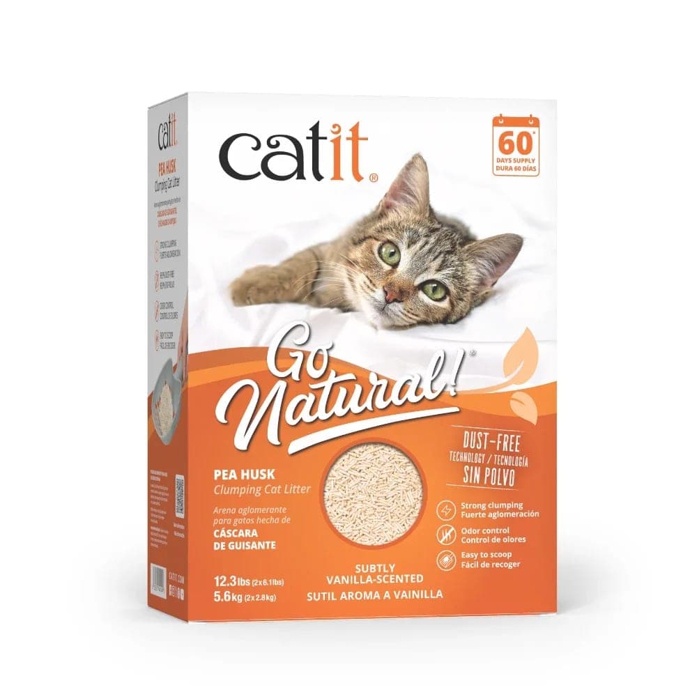 Arena vegetal aglomerante Go Natural de cáscara de arveja, aroma vainilla, 5,6 kg