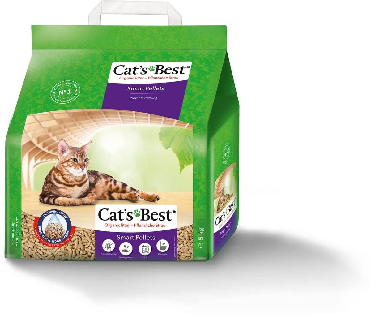 Arena vegetal aglomerante Smart Pellets de fibras de madera, 2,5 kg