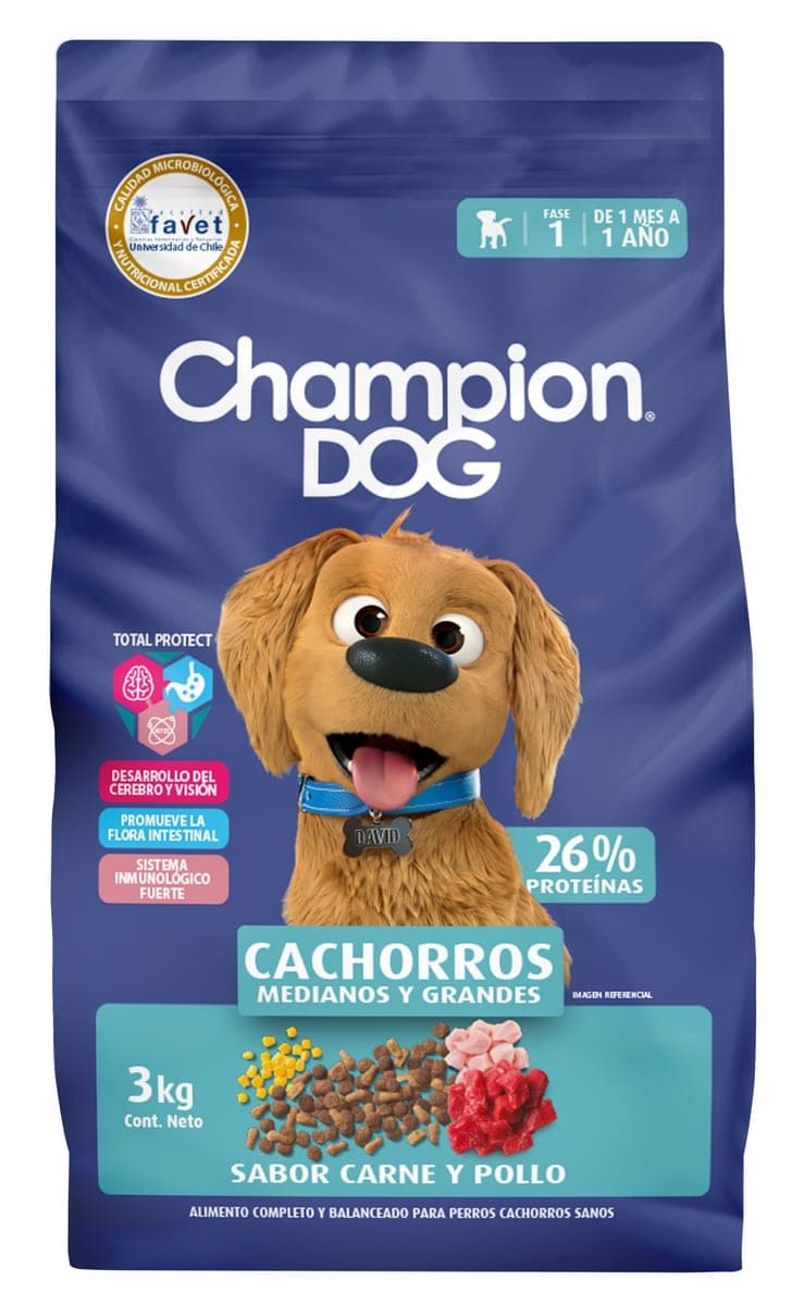 Alimento seco para cachorros medianos y grandes, carne y pollo, 8 kg
