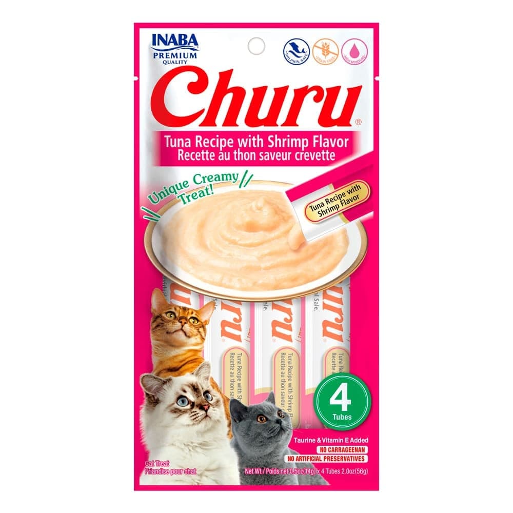 Snack cremoso Churu de atún con camarones, 4 tubos