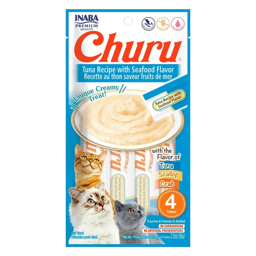 Snack cremoso Churu de atún con mariscos, 4 tubos