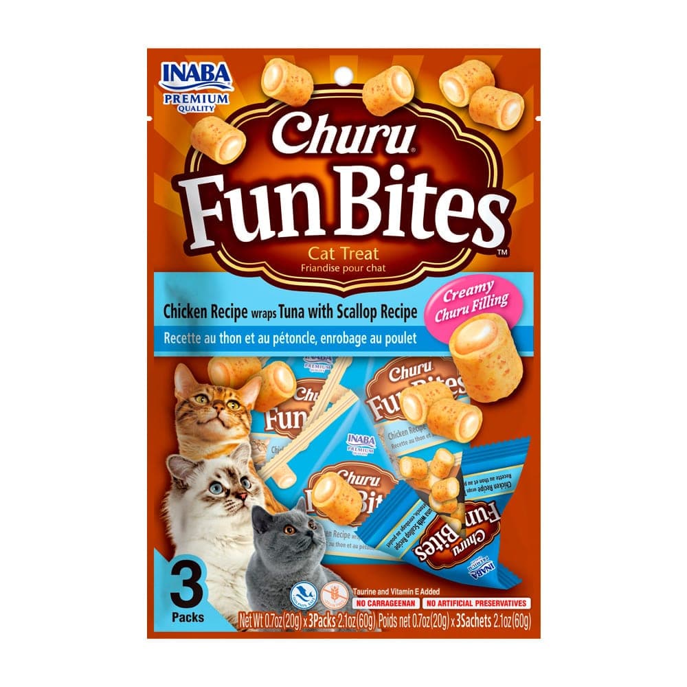 Bocados horneados Churu Fun Bites de pollo con atún y ostión, 3 sobres