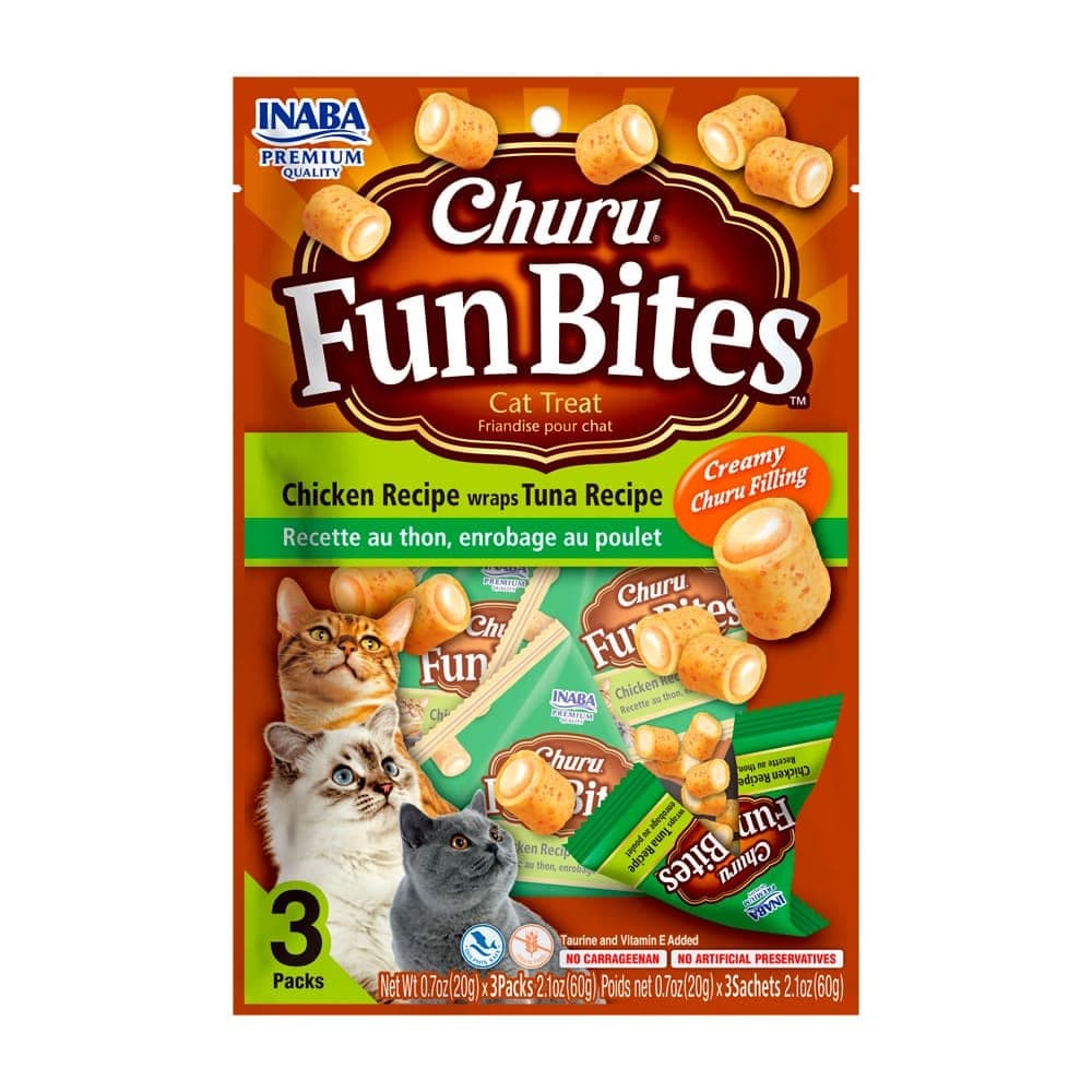 Bocados horneados Churu Fun Bites de pollo con atún, 3 sobres