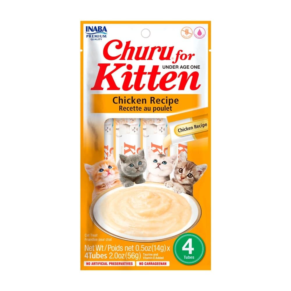 Snack cremoso Churu Kitten de pollo para gatitos, 4 tubos