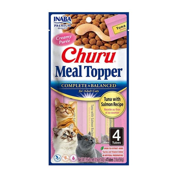 Topper cremoso Churu Meal Topper de atún con salmón, 4 tubos