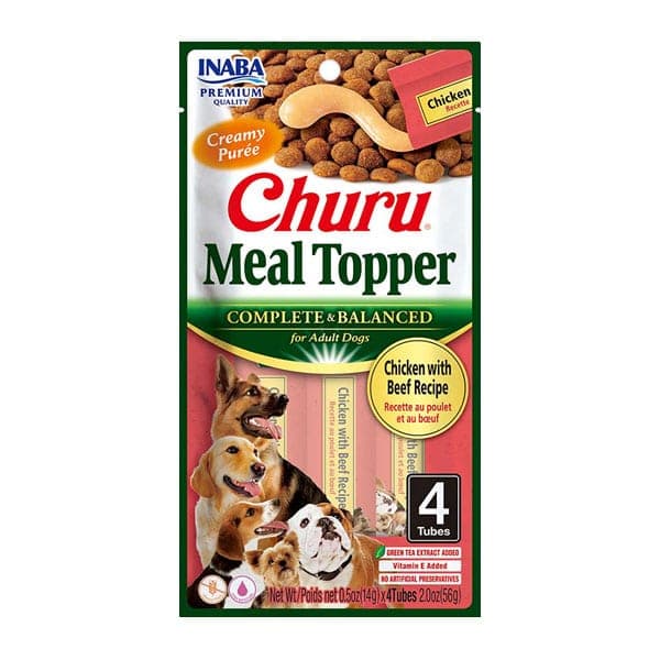 Topper cremoso Churu Meal Topper de pollo con carne para perros, 4 tubos