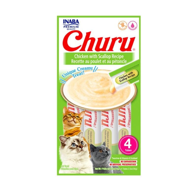Snack cremoso Churu de pollo con ostión, 4 tubos