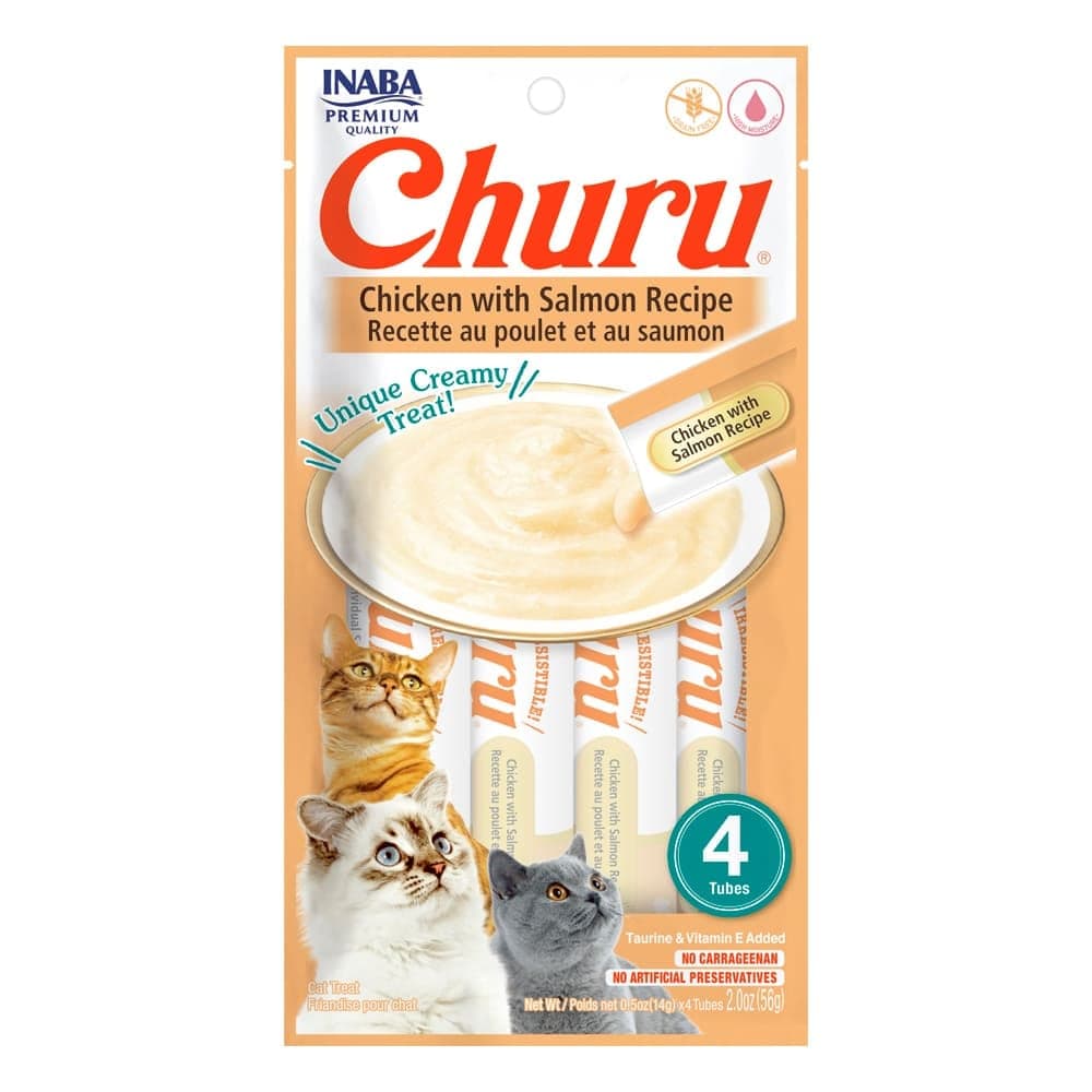 Snack cremoso Churu de pollo con salmón, 4 tubos