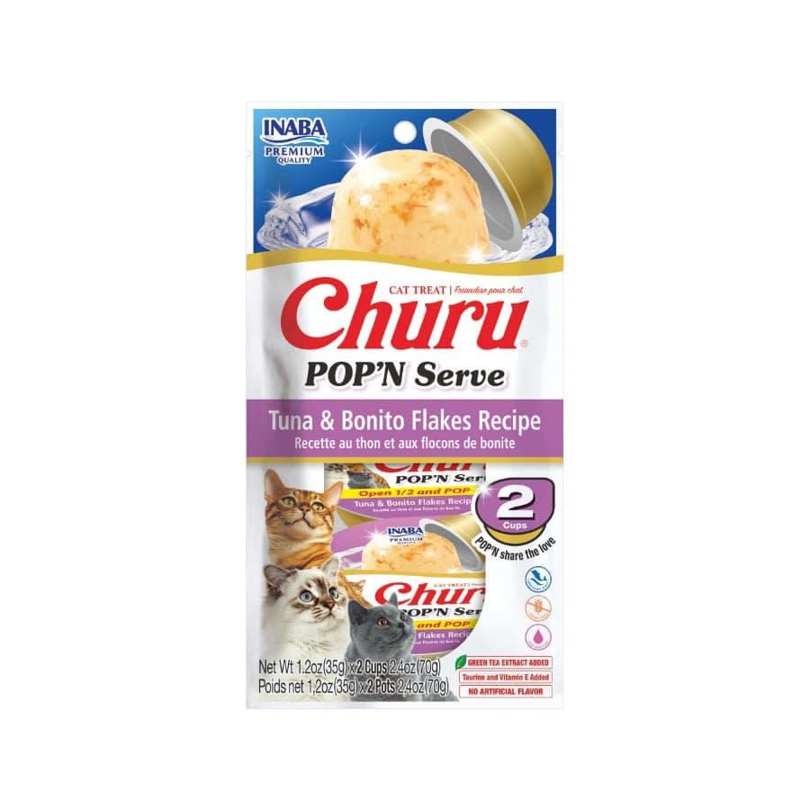 Complemento húmedo en copa Churu Pop'n Serve de atún con bonito, 2 copas
