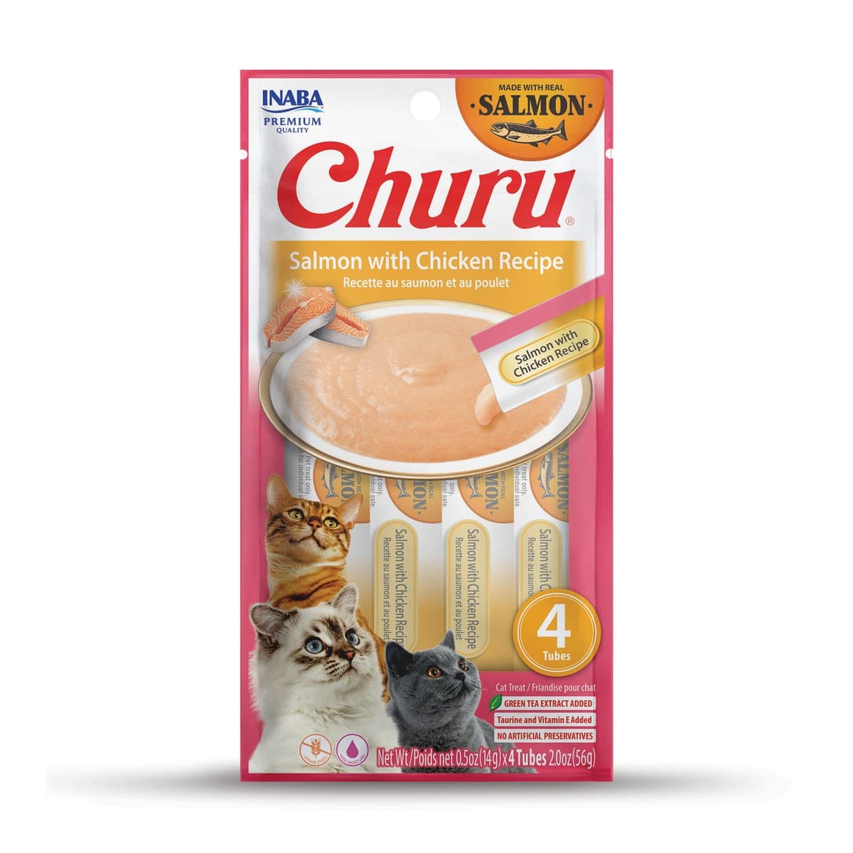 Snack cremoso Churu de salmón con pollo, 4 tubos