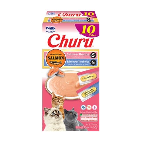 Snack cremoso Churu de salmón y de salmón con atún, 10 tubos