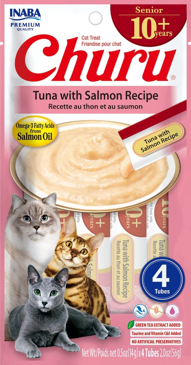 Snack cremoso Churu Senior de atún con salmón, 4 tubos