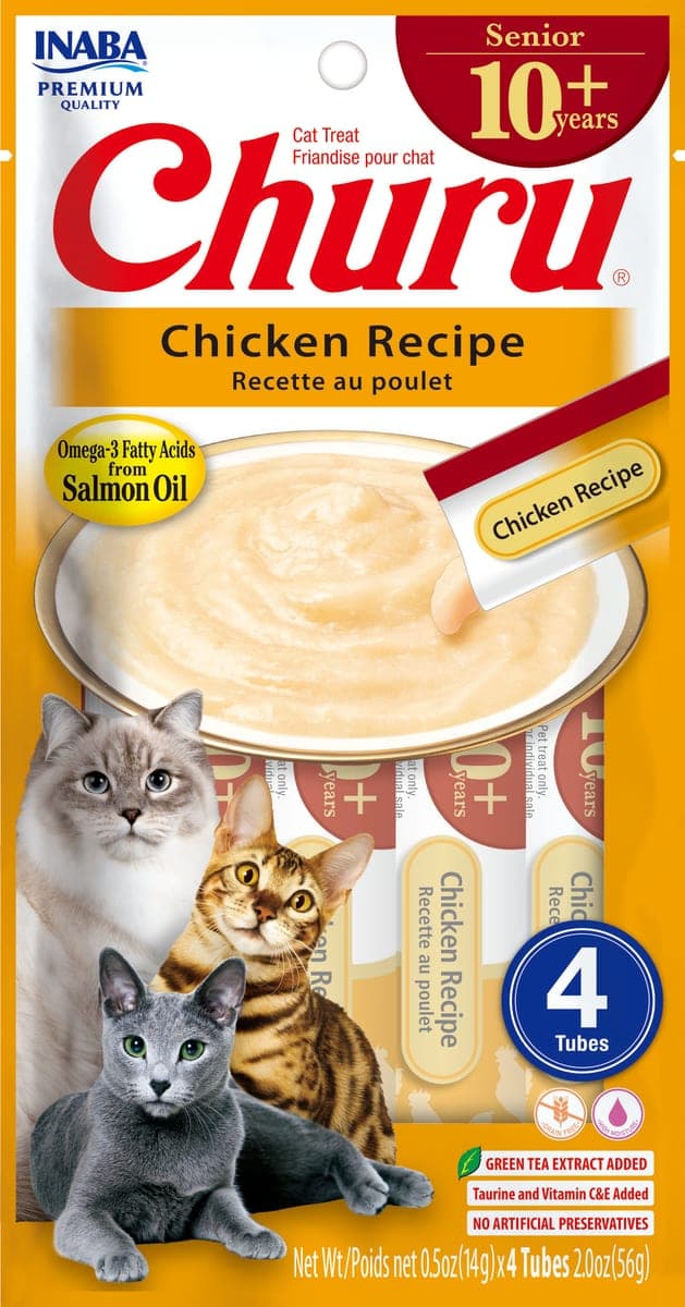 Snack cremoso Churu Senior de pollo, 4 tubos