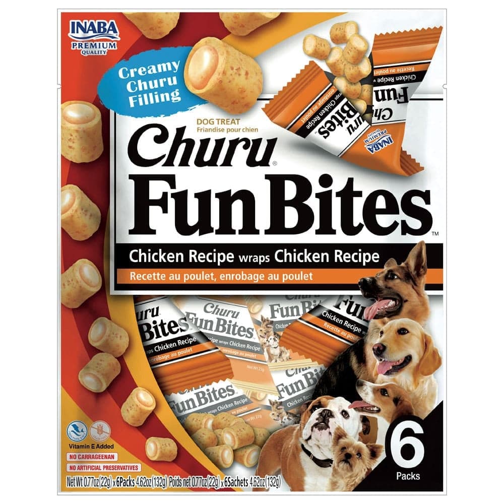 Bocados horneados Dog Churu Fun Bites de pollo, 6 sobres