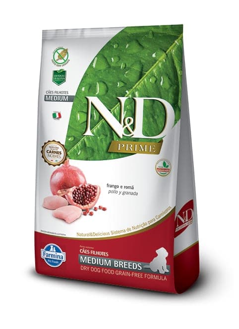 Alimento seco para cachorros de razas medianas N&D Prime, pollo y granada, 2,5 kg
