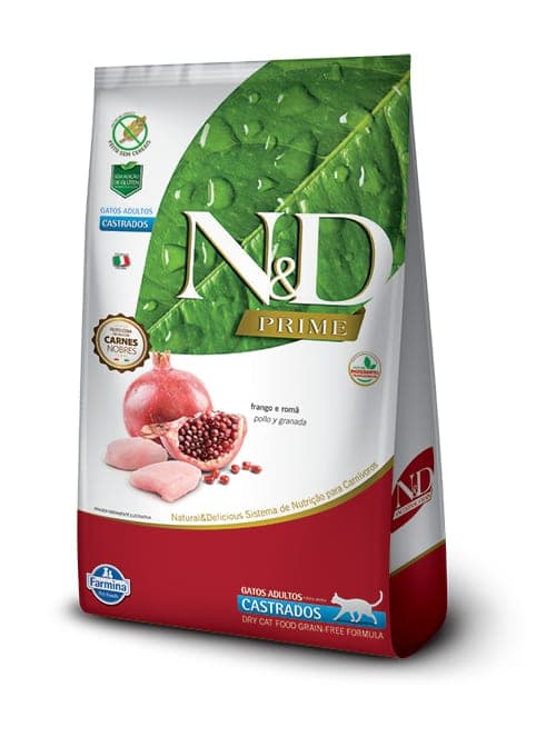 Alimento seco para gatos adultos castrados N&D Prime, pollo y granada, 7,5 kg