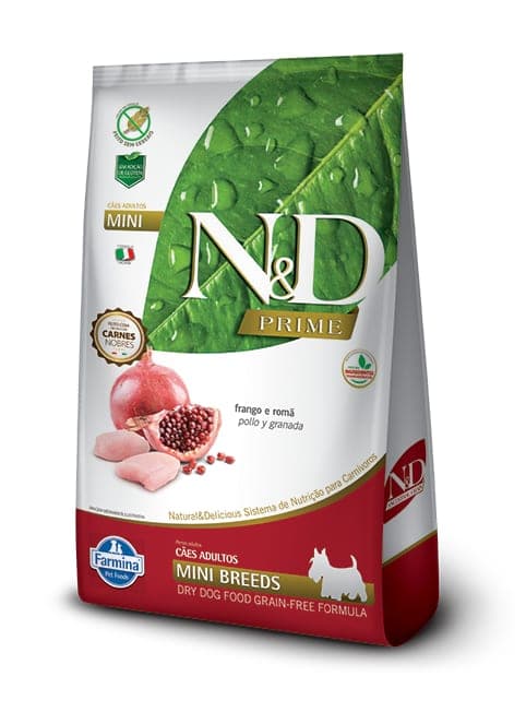 Alimento seco para perros adultos de razas pequeñas N&D Prime, pollo y granada, 2,5 kg