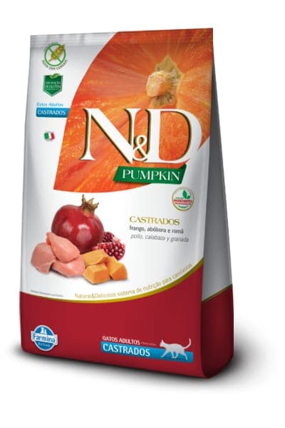 Alimento seco para gatos adultos castrados N&D Pumpkin, pollo, calabaza y granada, 1,5 kg