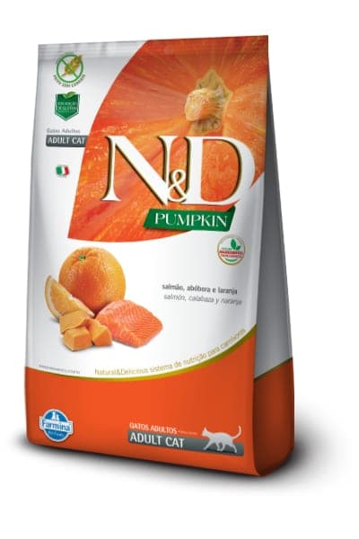 Alimento seco para gatos adultos N&D Pumpkin, salmón, calabaza y naranja, 1,5 kg
