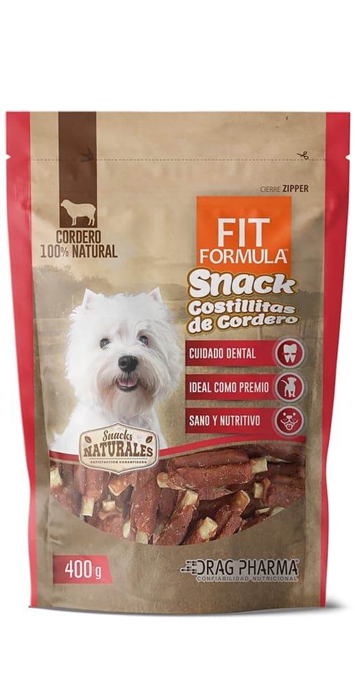 Snack natural de costillitas de cordero para perros, 400 g