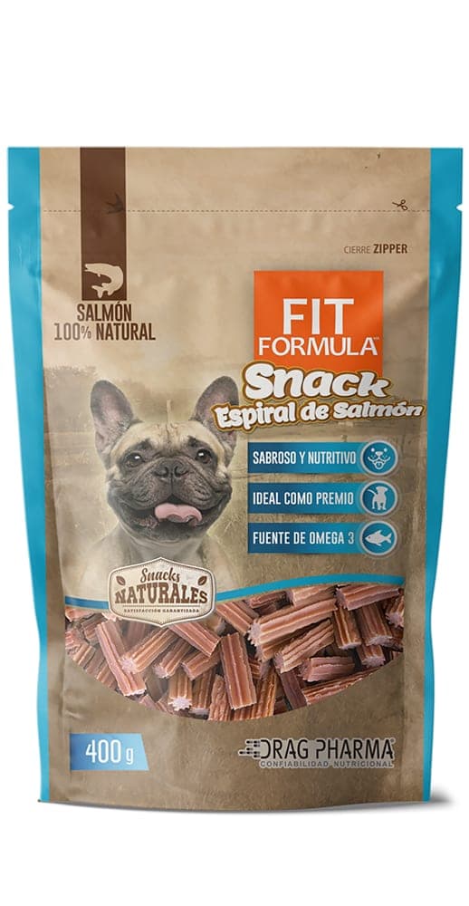 Snack natural de espiral de salmón para perros, 400 g