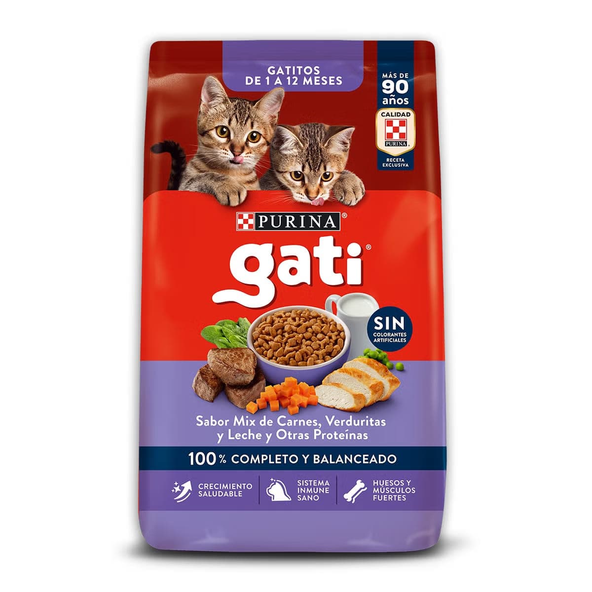 Alimento seco para gatitos sabor mix de carnes, verduritas y leche, 1 kg