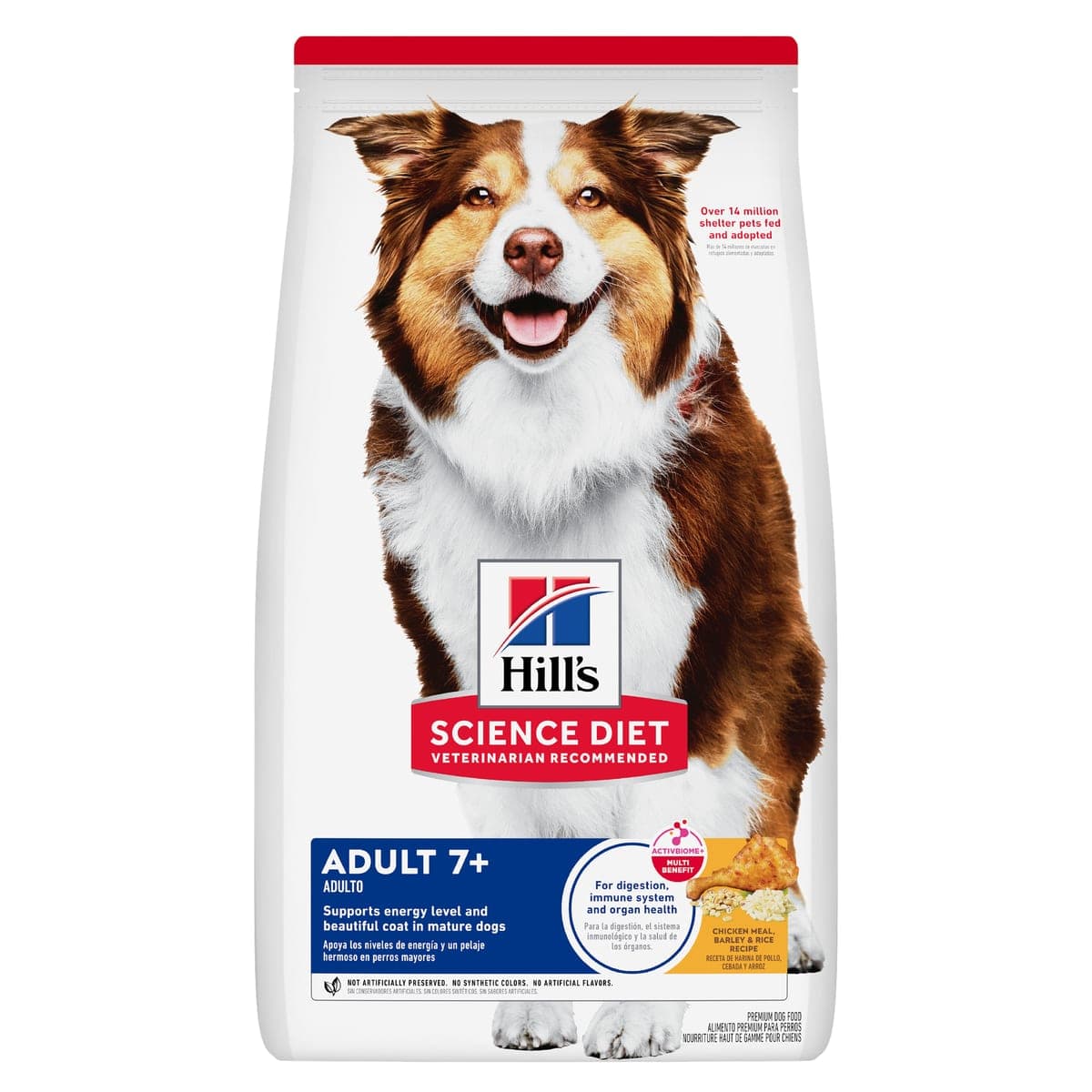 Alimento seco para perros senior Science Diet Adult 7+ harina de pollo, cebada y arroz, 7,5 kg