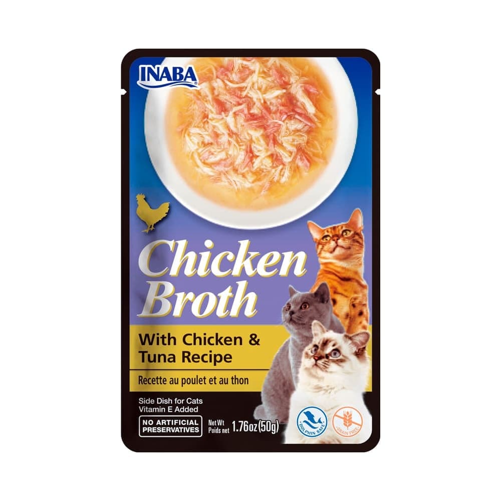 Caldo complementario de pollo con pollo y atún para gatos, 50 g