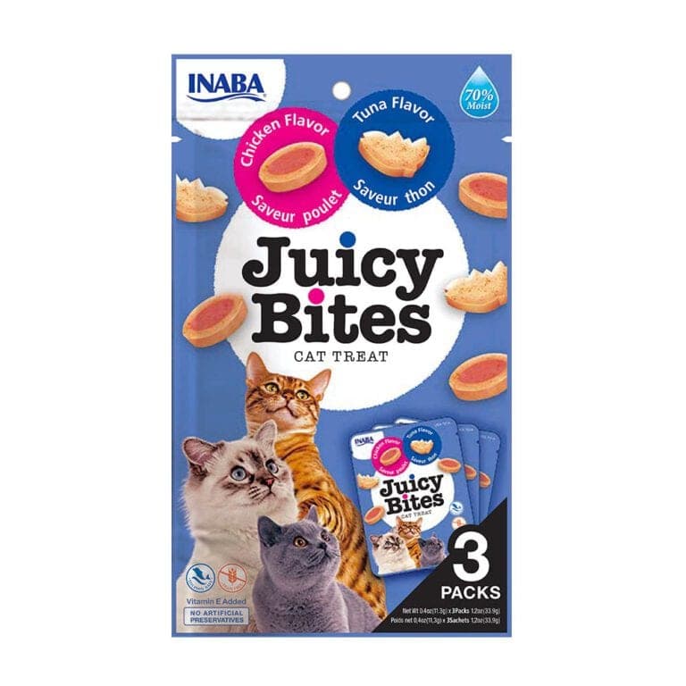 Bocados semihúmedos Juicy Bites de atún con pollo, 3 sobres