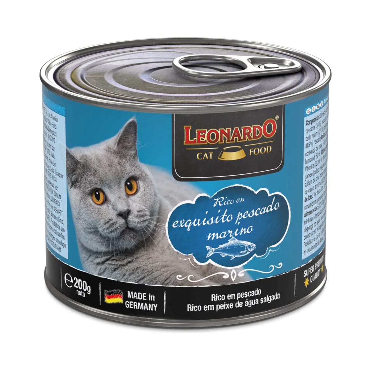 Alimento húmedo Quality Selection para gatos adultos, rico en pescado marino, lata de 200 g