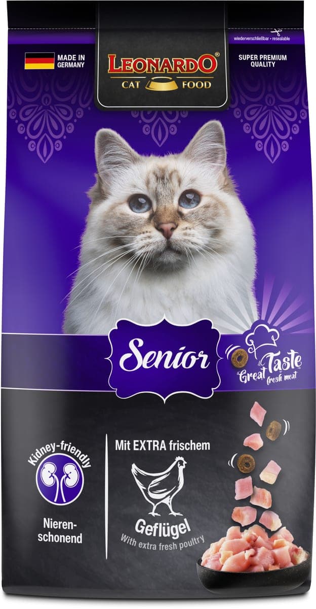 Alimento seco Senior para gatos mayores, ave, 1,8 kg