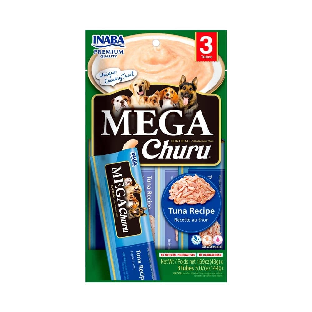 Snack cremoso Mega Churu de atún para perros, 3 tubos