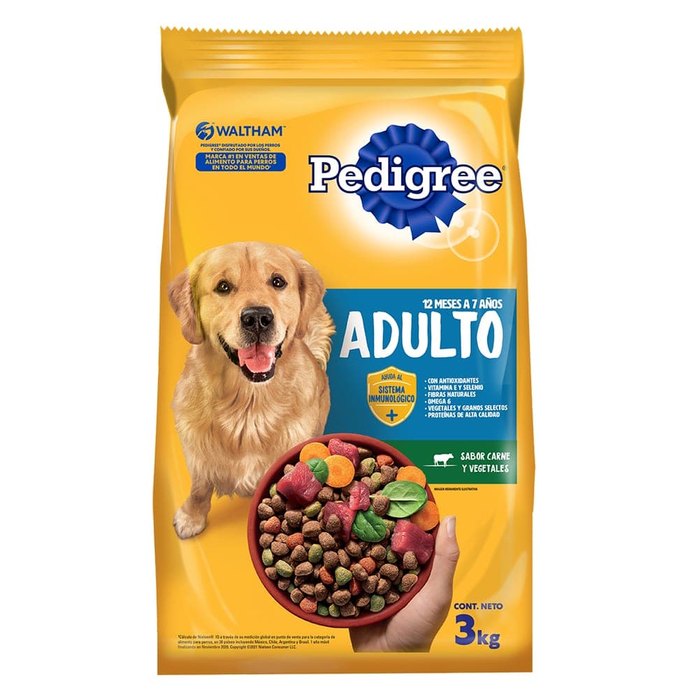 Alimento seco para perros adultos sabor carne y vegetales, 3 kg